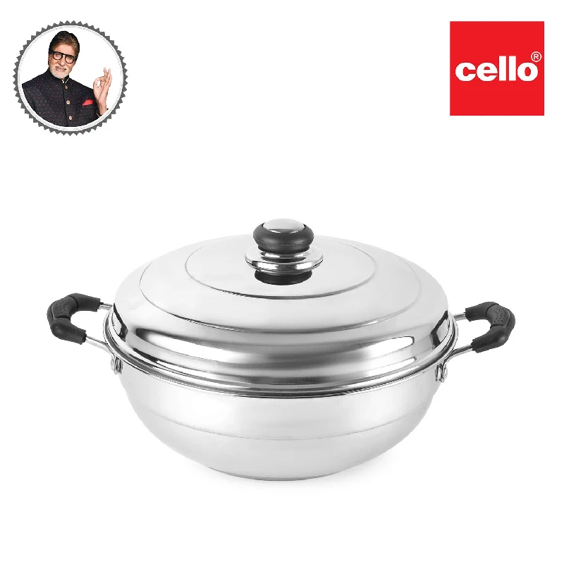 Cello Stainless Steel Induction Base Idli Cooker and Multi Kadhai, 6 Plates-2.webp
